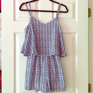 BB Dakota WhIte and Blue Romper
